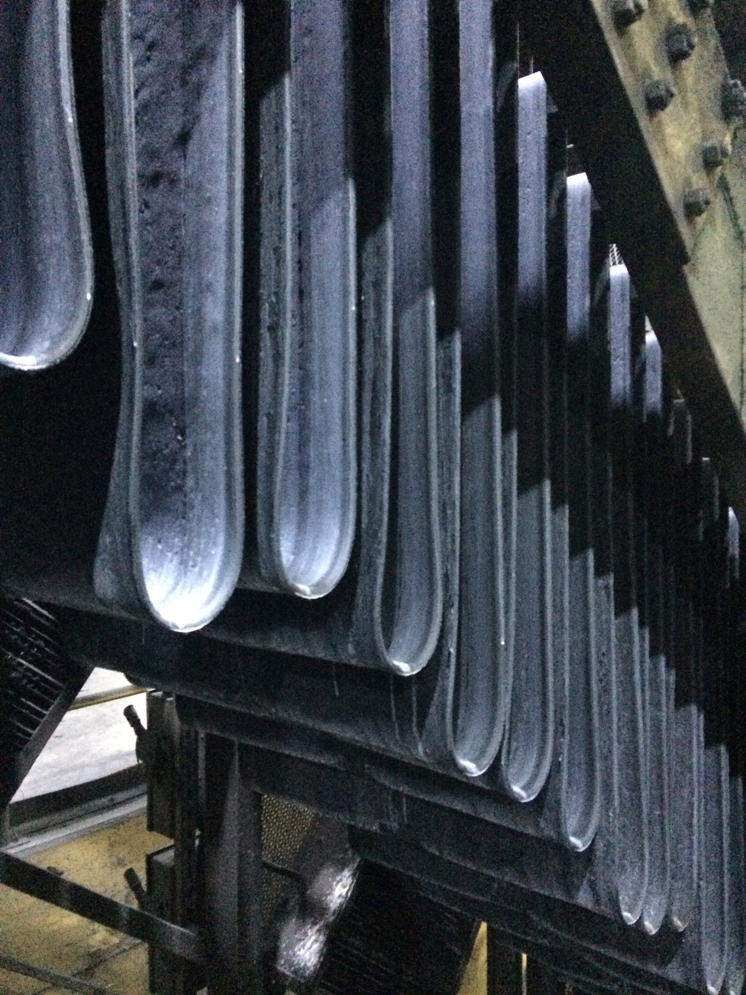 Close-up of metal blades on a mechanical device