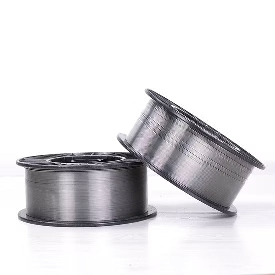 Two spools of wire on a white background