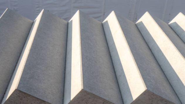 Close-up of a concrete structure with geometric design